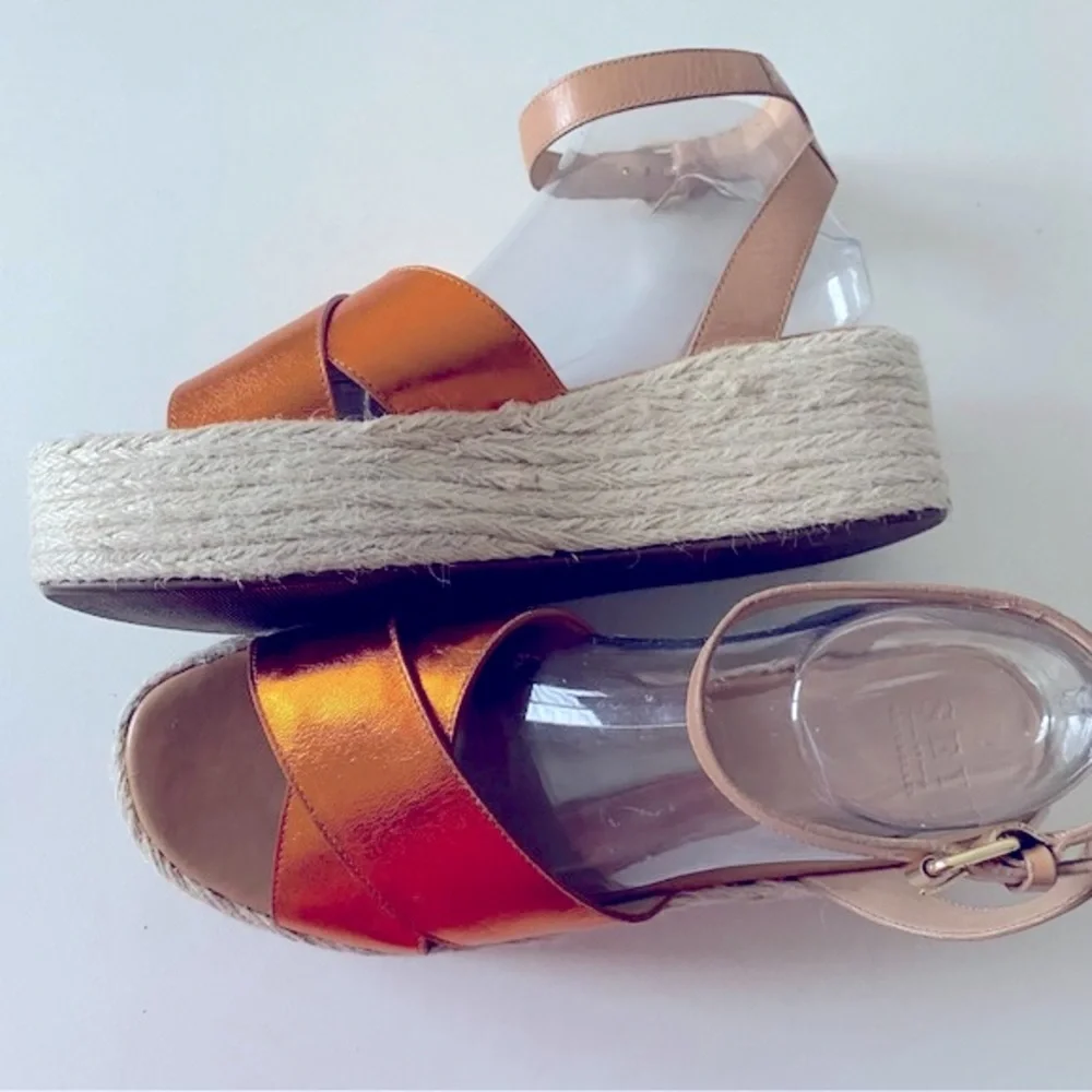 SEY by Seychelles, Cadence, Platform Metallic Orange Espadrilles